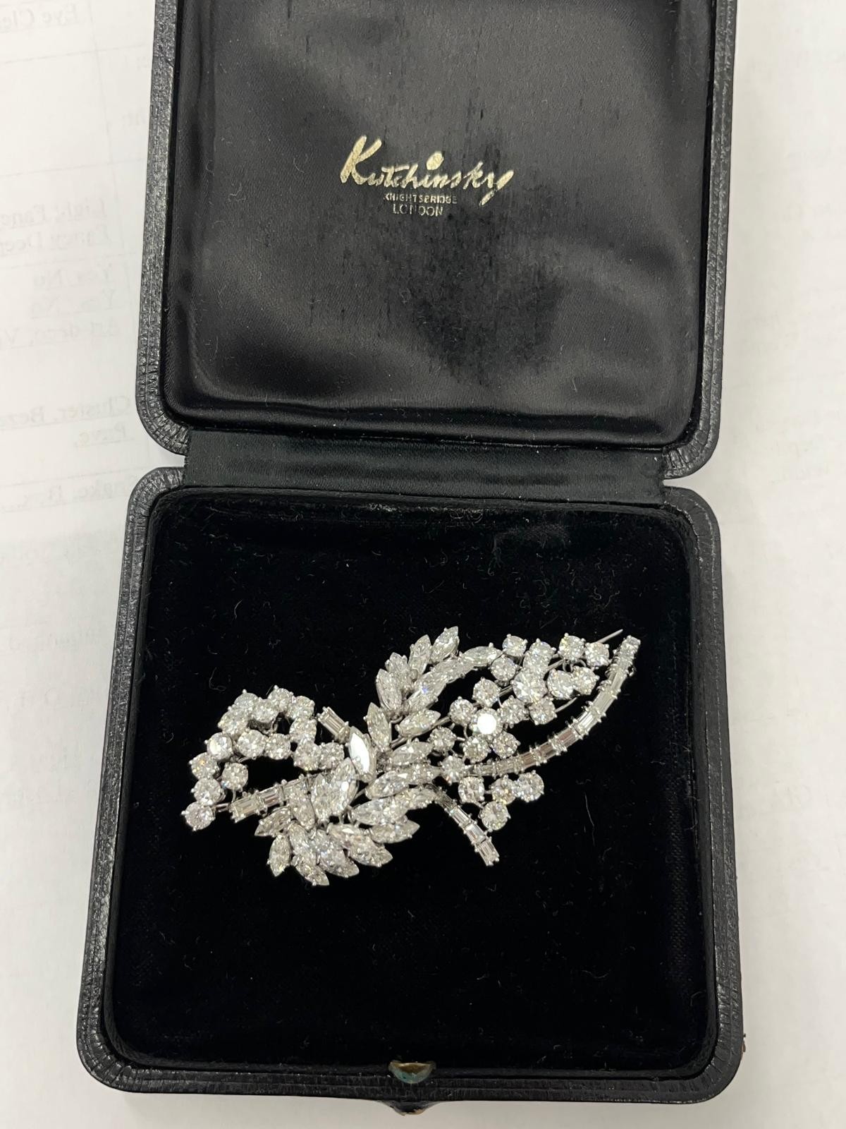 Kutchinsky Platinum Diamond Brooch – Approx. 16.50ct Natural Diamonds