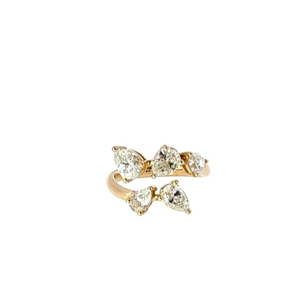 18ct Yellow Gold Diamond Crossover Ring – 2.10ct Natural Pear-Shaped Diamonds