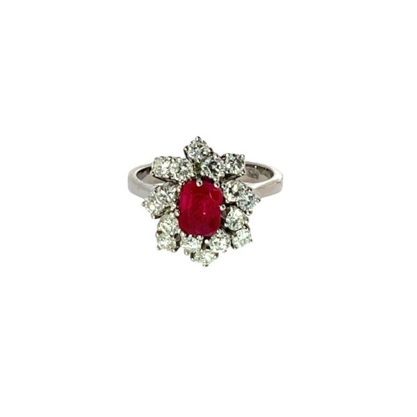 14ct White Gold Ruby Cluster Ring