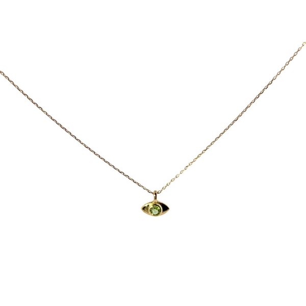 9ct Yellow Gold Birthstone Evil Eye Necklace – Peridot